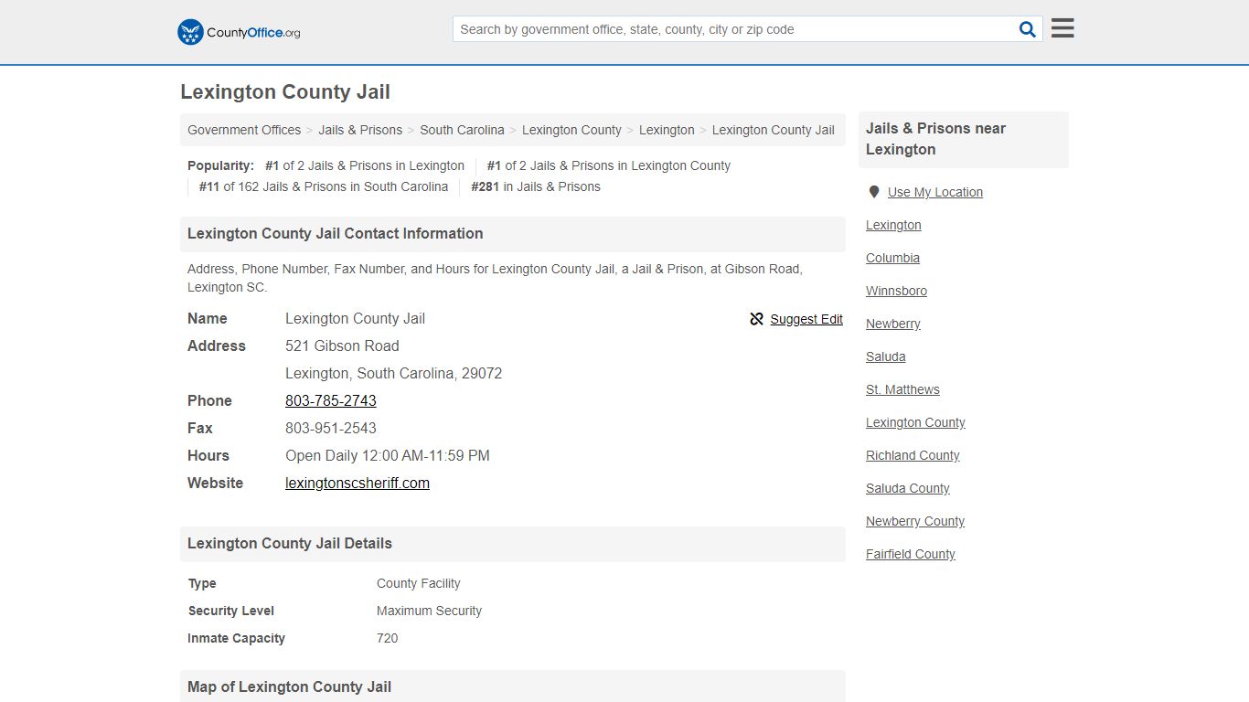 Lexington County Jail - Lexington, SC (Address, Phone, Fax, and Hours)